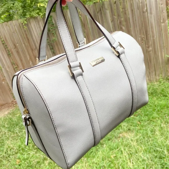 Kate Spade Light Smoke Gray Leather Structured Newbury Lane Satchel NWT - Picture 9 of 17